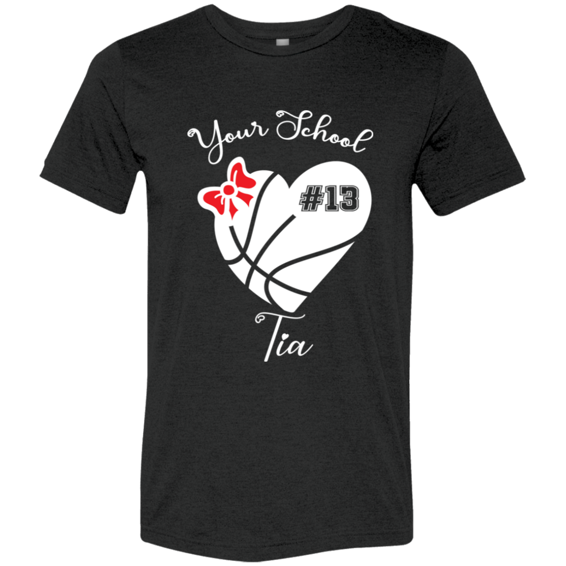 Personalized Basketball Heart and Bow SS Brío (Unisex)