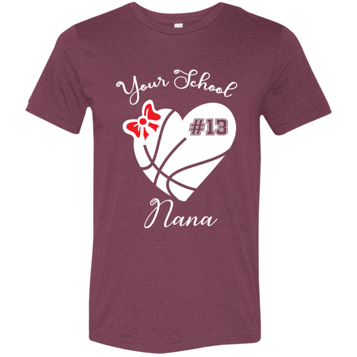 Personalized Basketball Heart and Bow SS Brío (Unisex)